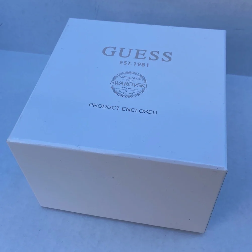 New GUESS Rose Gold-Tone and White Ceramic Multifunction Watch